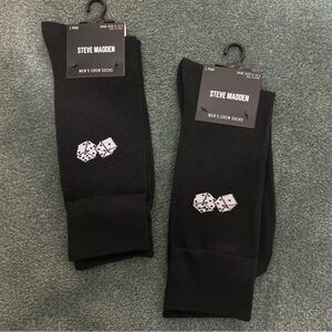 Steve Madden Black Crew Socks with Dice Design